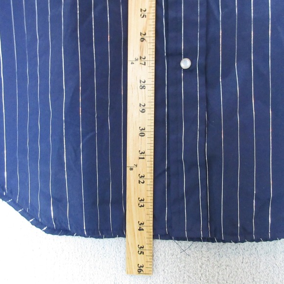ROPER Western Pearl Snap Shirt Long Sleeve Blue Silver Metallic Stripe Men's XL - Picture 4 of 8